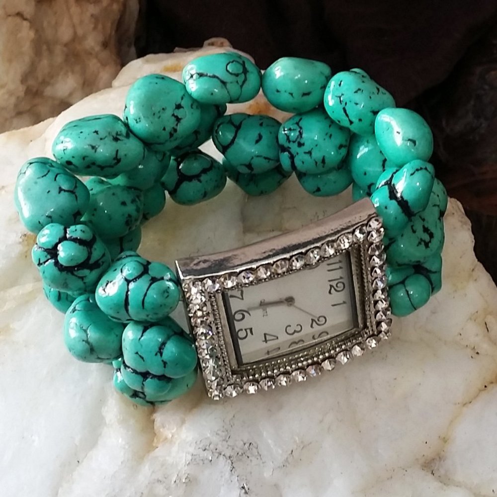 Vintage Watches Turquoise Stretchy Bracelet - Picture 7 of 7
